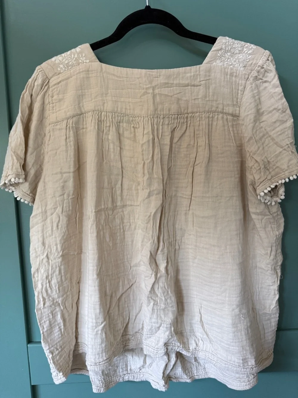 Old Navy Cream Embroidered Square-Neck Tunic Top - Picture 4 of 4